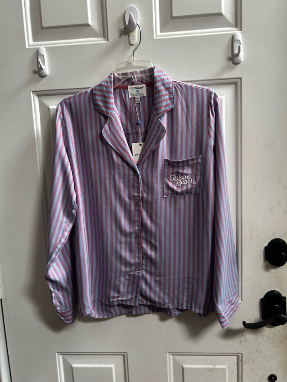 P.J. Salvage Pink & Blue Striped Sleep Top Sz XS